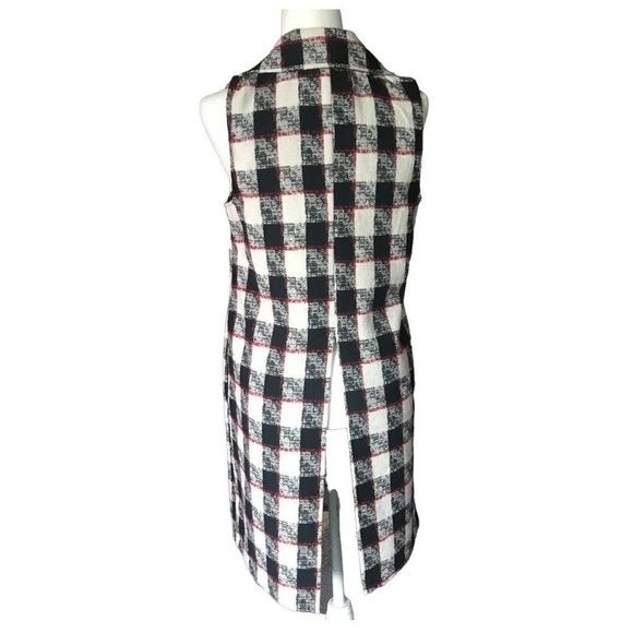 BCBGeneration Long Vest Plaid Pockets Size S - Picture 6 of 7